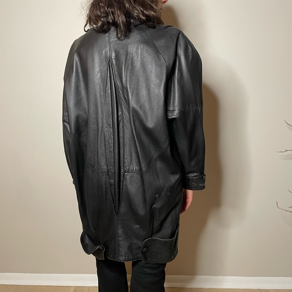 Vintage black leather jacket - Picture 3 of 4